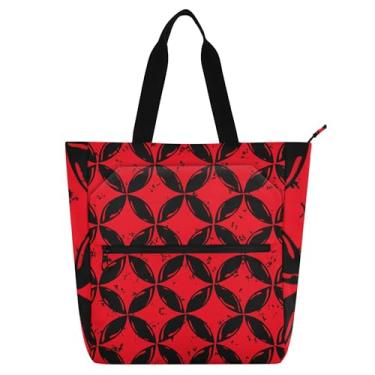 Imagem de GAIGEO Bolsas de trabalho em azulejo preto vermelho para mulheres, bolsa escolar de lona, carteiro, carteiro, amantes de livros