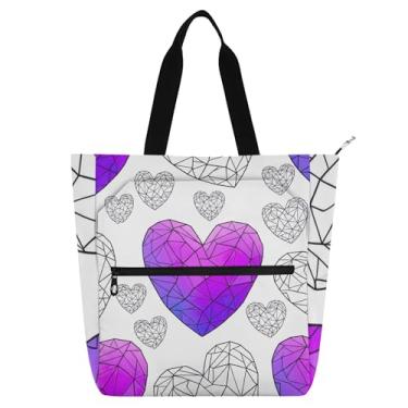 Imagem de GAIGEO Bolsas de trabalho femininas poligonais de lona com zíper, bolsa de praia, bolsas de viagem com compartimentos