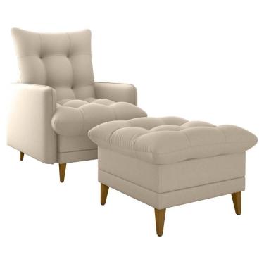 Imagem de Poltrona De Amamentaçao E Puff  Light Milani Store Bege