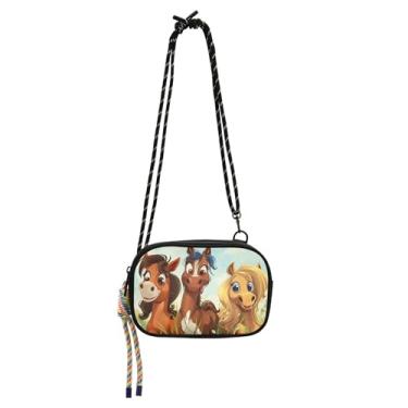 Imagem de TSENQUE Bolsas transversais pequenas bolsas femininas bolsas de ombro carteira feminina bolsa para celular desenho animado cavalos