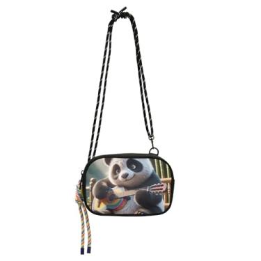 Imagem de TSENQUE Bolsa feminina pequena tiracolo bolsas de viagem sobre o ombro bolsas engraçadas fofas bolsa de telefone carteira fofa urso panda fofo