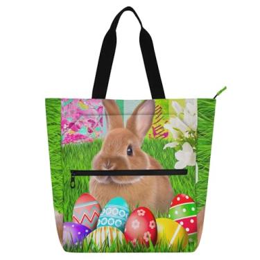 Imagem de GAIGEO Cute Bunny Bolsa feminina de trabalho de lona, praia, escola, bolsa carteiro com compartimentos