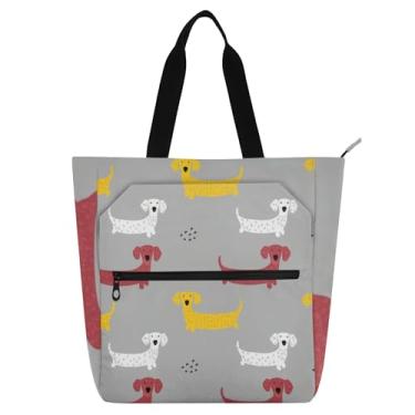 Imagem de GAIGEO Sacola feminina cinza fofa para trabalho, lona, bolsa de pano, faculdade, escola, uso diário, com compartimentos