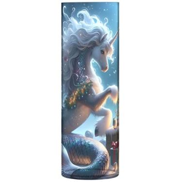 Imagem de Vaso de flores cilíndrico decorativo unicórnio cavalo de Natal vaso de flores redondo bonito impressão personalizada decoração de quarto moderno, 30 cm x 9,9 cm