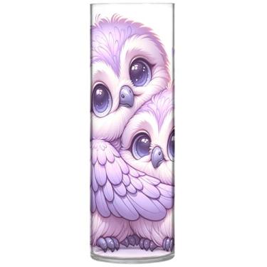 Imagem de Corujas de lavanda Lovebirds vasos cilíndricos fofos decoração de casa vasos de plástico personalizados decoração de flores moderna exclusiva, 30 cm x 9,9 cm