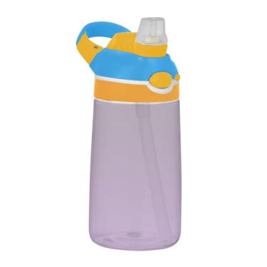 Imagem de Garrafa de água esportiva infantil com gradiente de glicínia Taupe para escola, 473 ml, 473 ml, garrafa de água Tritan com canudo, copo infantil portátil, reutilizável, alça de transporte