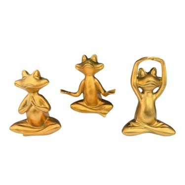 Imagem de Stgfyxgs Conjunto de 3 Estatuetas de Sapo em Resina, Esculturas Antigas, Figuras de Sapo para Colocar Sobre Uma Mesa, para Pátio, Escritório, Jardim Ou