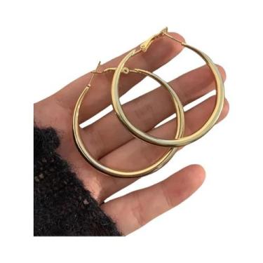 Imagem de Brincos De Argola Grande Em Cor Prata Para Mulheres, Joias Geométricas