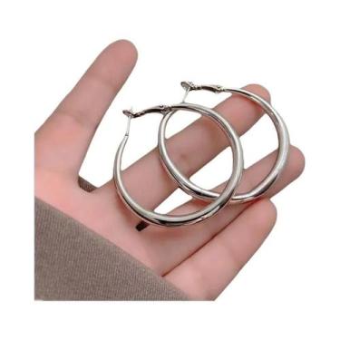 Imagem de Brincos De Argola Grande Em Cor Prata Para Mulheres, Joias Geométricas