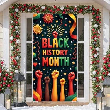 Imagem de Mês da História Negra Herança Afro-Americana Orgulho Negro Celebração Cultural Orgulho Cultural Vermelho Verde Padrão Banner Exibição Afro-Americana para Decoração de Escritório Reunião Comunitária