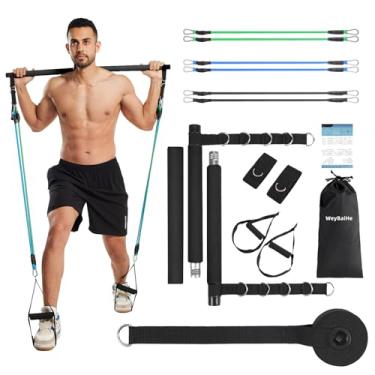 Imagem de Kit de barra de Pilates para homens e mulheres com faixas de resistência, kit de barra de resistência portátil para academia doméstica e pilates, equipamento de treino de barra de pilates com faixas