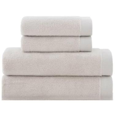 Imagem de Jogo de Toalhas de Banho 4 Peças 100% Algodão Toalhas de Banho e Rosto Felpudas Super Macias(Bege)
