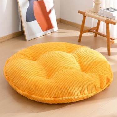 Imagem de Almofada de chão lavável de 89 cm para adultos, almofada de meditação, extra grande para sentar no chão, capa de veludo cotelê tufado removível, para sala de estar de tatami ou ioga, laranja, lavável