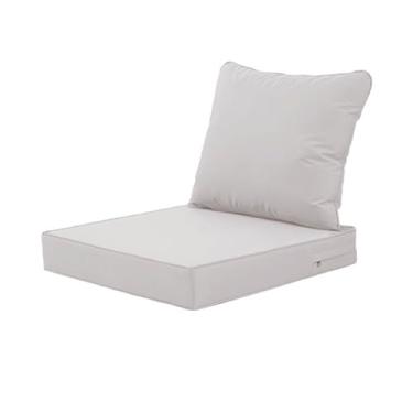 Imagem de Yadlan Almofadas de assento com conjunto de almofadas traseiras móveis de jardim, almofadas de assento impermeáveis ao ar livre para lounge, casa, carro, escritório, sofá, cadeiras R 48 * 48 * 10 + 48