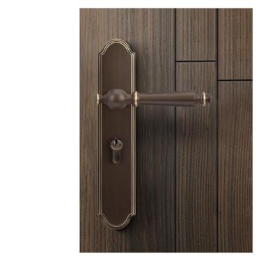 Imagem de Fechadura de porta de quarto de cobre puro, maçaneta de porta integrada estilo americano, fechadura de porta magnética silenciosa retrô francesa interna (magnético bronze café)