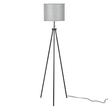 Imagem de Lâmpada de chão Tripod com Interruptor Tração Design Moderno Luz Piso Abajur Linho para Sala Estar Quarto Estudo Escritório