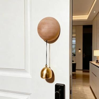 Imagem de Sinos de vento de cobre estilo dopamina, feitos à mão, boêmio, decoração de porta, cobre e W-OOD, meditativa, decoração de casa, vibrações de verão