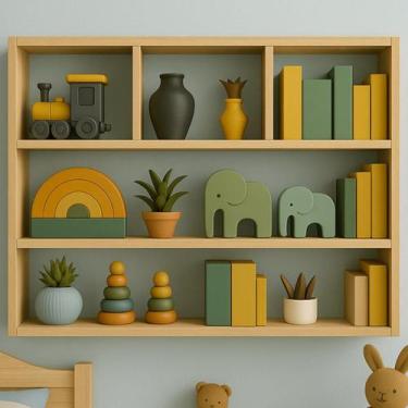 Imagem de Prateleira Decorativa MDF Cru 80x90x20cm porta livros sala - SIXTEEN D