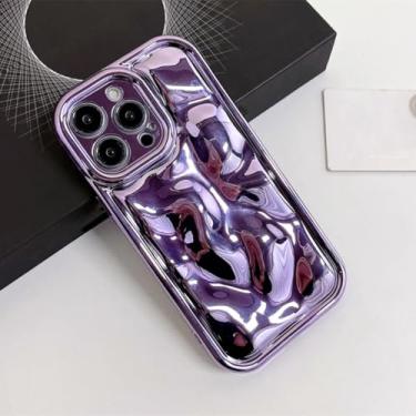 Imagem de HJZSZX Capa traseira macia e à prova de choque com padrão galvanizado para iPhone 16 Pro (roxa)