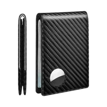 Imagem de Carteira Slim Masculina Em Fibra De Carbono Com RFID, Porta Dinheiro B