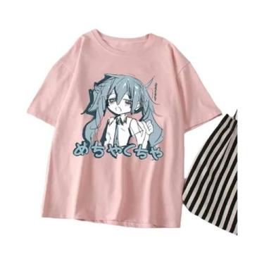 Imagem de Camiseta Casual De Algodão Estilo Japonês Y2K Anime Para Mulheres Em T