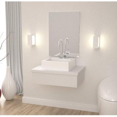 Imagem de Conjunto para Banheiro Gabinete 60cm Cuba Q35 e Espelheira 601w Metrópole Compace Branco Chess