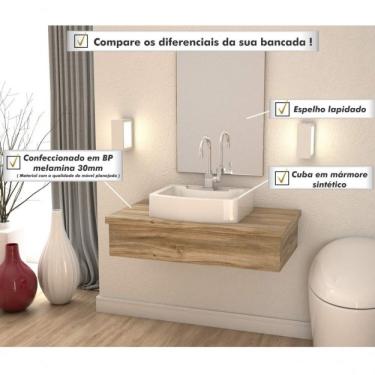 Imagem de Bancada Para Banheiro 80cm Com Cuba Aria Rt41 E Espelheira 801w Metrópole Compace