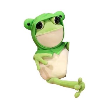 Imagem de Brinquedo De Pelúcia Kawaii Sapo, Animal De Estimação Macio Com Chapéu