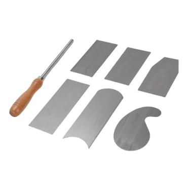 Imagem de TOPINCN Polidor de Raspador de Cartão, Conjunto de Raspador de Gabinete de 6 Peças Com Alça de Madeira para Marcenaria, Raspadores de Aço Manganês Em 3 Retangulares 1 Pescoço de Ganso