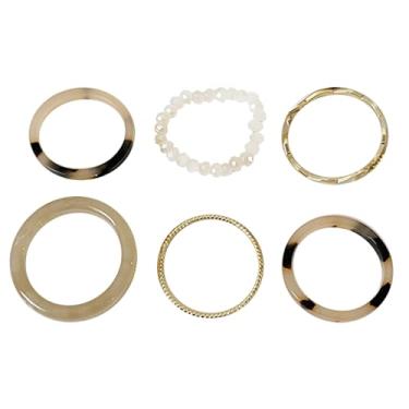 Imagem de AIEDE Conjuntos de anéis empilháveis de acrílico marmorizado para mulheres e meninas tamanhos variados, pacote com 6, One Size, Acrílico, Sem pedra preciosa
