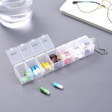 Imagem de Organizador semanal de comprimidos (7 dias), planejador de medicamentos e vitaminas, estojo de óleo de fígado de bacalhau e suplementos, compartimentos grandes, caixa de comprimidos para viagens