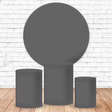 Imagem de Kit Capa para Painel Redondo 1,50m + Capa para Cilindros Chumbo Aniver