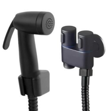 Imagem de Ducha Higiênica Preta Registro De Metal Duplo + Engate Flexível Aço In