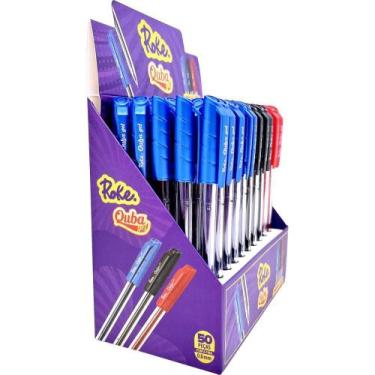 Imagem de Caneta GEL Roke Quba 0.6MM Preta, Azul e Vermelha (display com 50 Unid