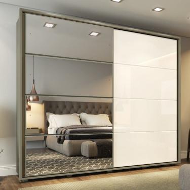 Imagem de Guarda Roupa Casal com Espelho 2 Portas de Correr em MDF Cavic Henn