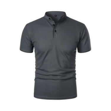 Imagem de Camisa Polo Casual Masculina De Verão Em Cor Sólida, Manga Curta, Resp
