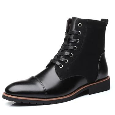 Imagem de Chelsea Botas masculinas com cadarço, botas casuais, masculinas, de couro sintético, Preto, 38 BR