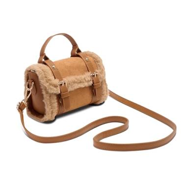 Imagem de chushui Bolsa de pele, bolsa tiracolo pequena vintage Revival, bolsa feminina de couro com alça superior, Marrom