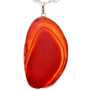 Imagem de Colar 40cm Prata 925 Chapa de Ágata Cornalina Pino Prata 950 - Cristai