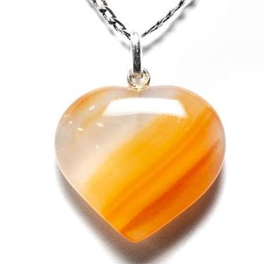 Imagem de Colar Coração Pedra Agata Cornalina Montagem Pino Prata 950 - Cristais