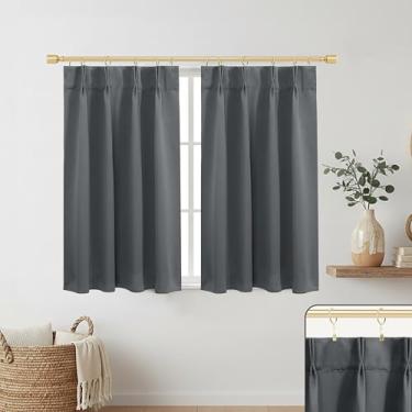 Imagem de Lino Rosa Cortinas curtas plissadas para janela de cozinha e banheiro - 91 cm de comprimento sobre a pia cortina blackout pequena