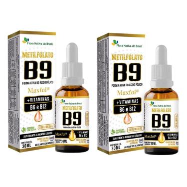 Imagem de Kit 2x Metilfolato MaxFol® Vitaminas B6 B12 Sabor Salada de Frutas 30ml Flora Nativa-Unissex