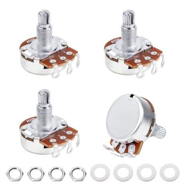 Imagem de Banworks Potenciômetros de alumínio A500K M8 de tamanho completo métricos com eixo longo dividido de 18 estrias (comprimento de 18 mm) com traseira selada para Epiphone Les Paul LP/SG Squier Strat
