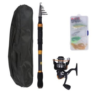 Imagem de Kit de vara de pesca leve telescópica vara de pesca conjunto carretel com saco de armazenamento para água do mar