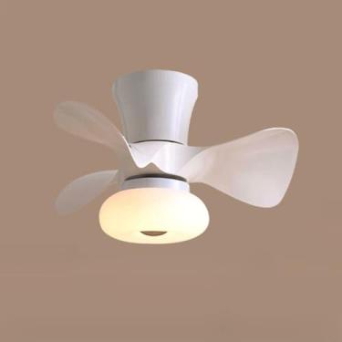 Imagem de Ventilador de teto silencioso para quarto infantil com iluminação, controle remoto e luminária integrada para sala de estar, restaurante e quarto infantil (branco).