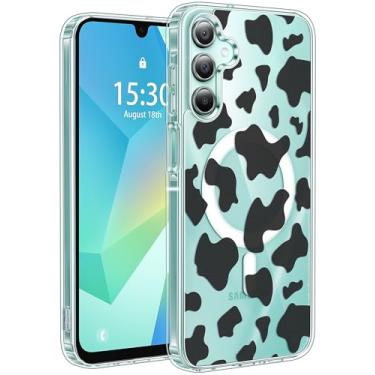 Imagem de Jkvare Capa para Samsung Galaxy A16 compatível com MagSafe, capa protetora magnética sem fio com padrão estético cristalino para mulheres e meninas - estampa de vaca