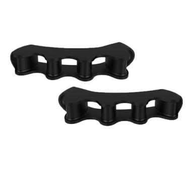 Imagem de 1 par de separador de dedo de silicone corretor de joanete corretor de dedo do pé corretor de dedo do pé material de silicone macio ferramenta de separação dos dedos dos pés (preto)