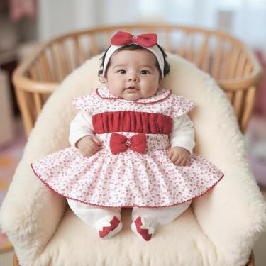 Imagem de Macacão para Bebê Menina Charlote com Vestido Kit 03 Peças - Marias Ba