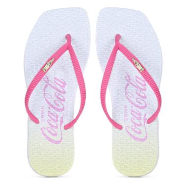 Imagem de Chinelo Coca Cola Gradient Shine Branco Amarelo e Rosa - Feminino-Feminino