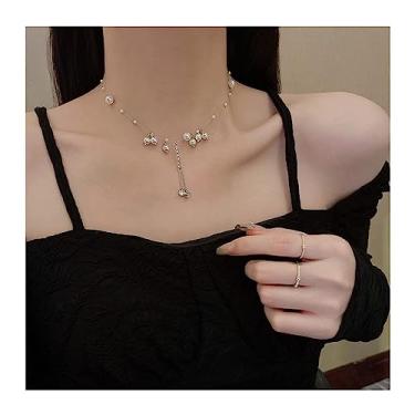 Imagem de x3anggyt5 Colar de pérolas de luxo e nicho para mulheres com temperamento versátil, colares de corrente de diamante para mulheres